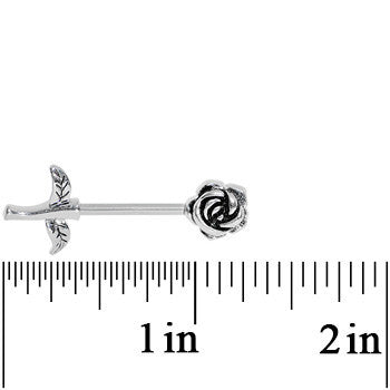 14G 5/8 Sprouting Rose Flower Barbell Nipple Ring Set