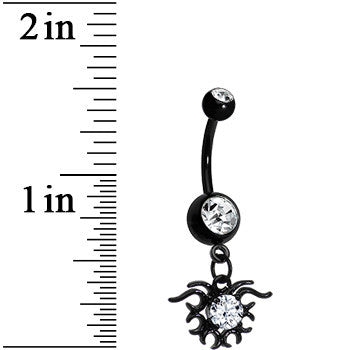 Black Clear Gem Wicked Thorns Dangle Belly Ring