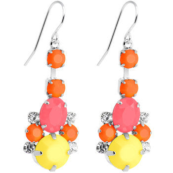 Clear Gem Multi Neon Balloons Chandelier Earrings