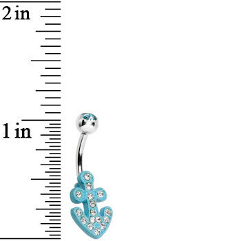 Aqua Gem Aqua Nautical Anchor Glam Belly Ring