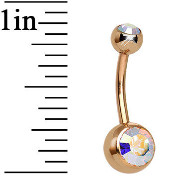Aurora CZ Rose Gold Plated Belly Ring