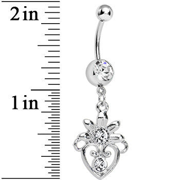 Clear Gem Noble Heart Dangle Belly Ring