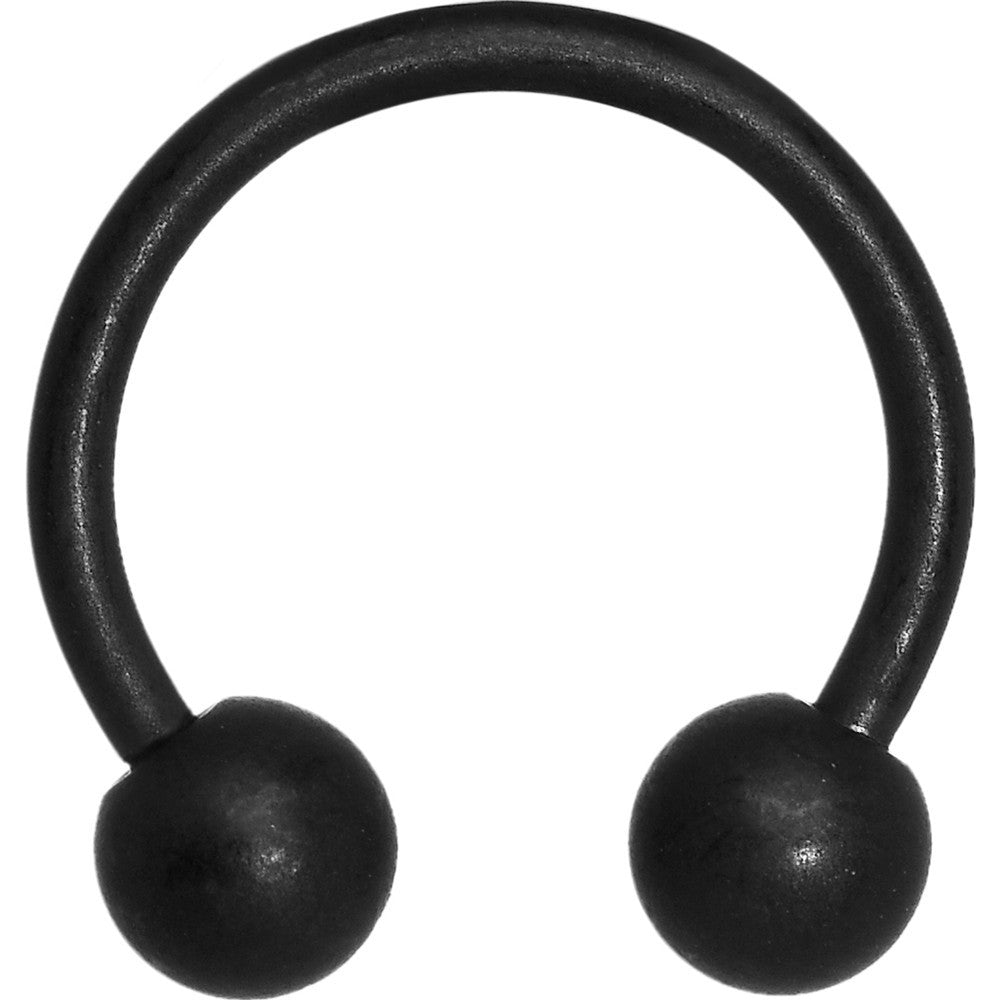 16G Black Matte Horseshoe Circular Barbell - 3/8