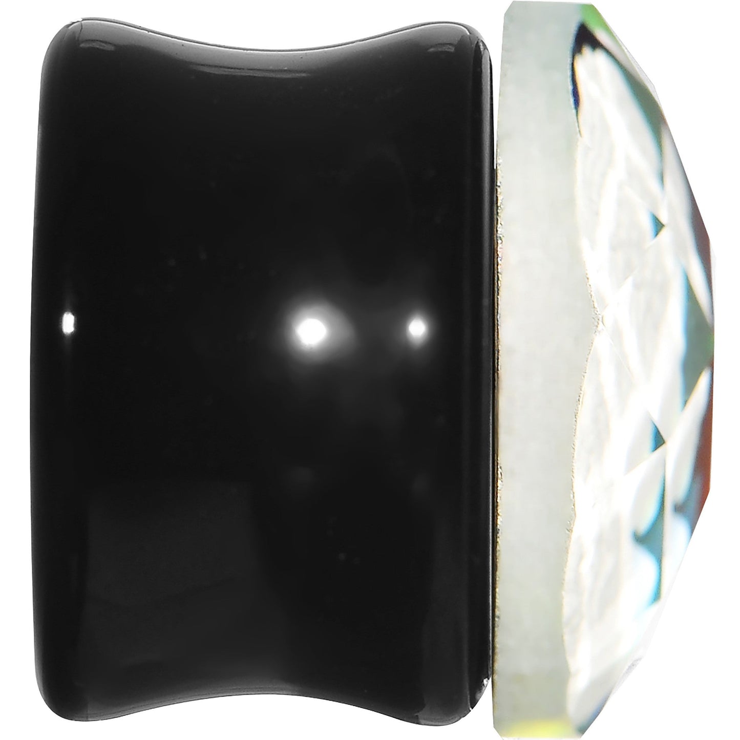 9/16 Faceted Rainbow White Cameo Acrylic Saddle Plug