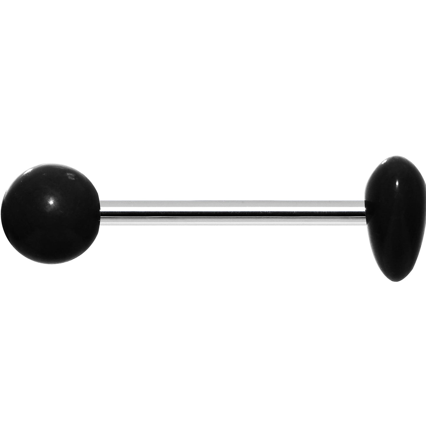 14G Black Beating Heart Straight Barbell Tongue Ring 5/8