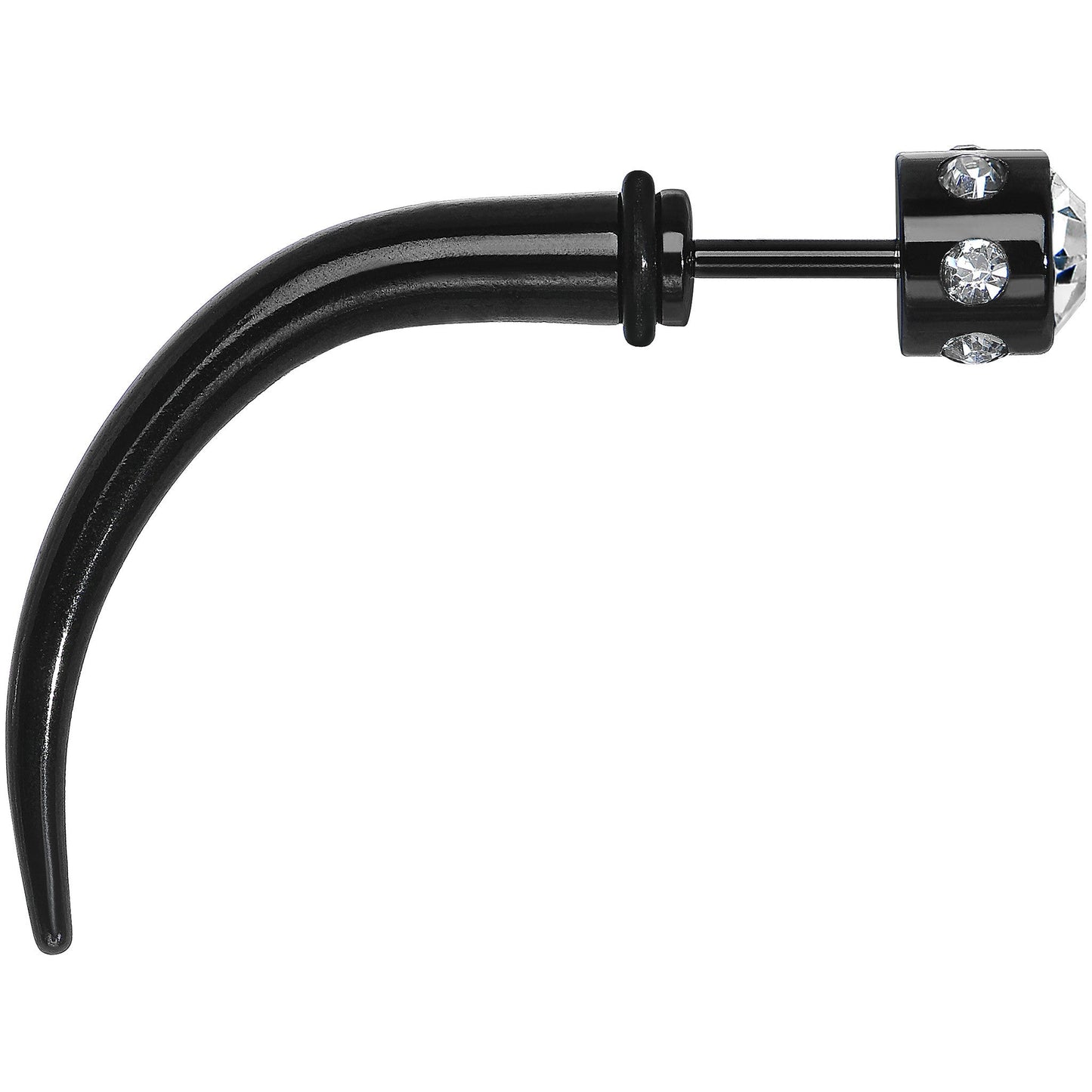 Black Glitzy Clear Gem Fake Talon Taper Plug