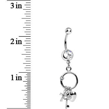 Clear Gem Lucky Charm Ring Dangle Belly Ring
