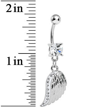 Clear Gem Shimmering Angel Wing Dangle Belly Ring