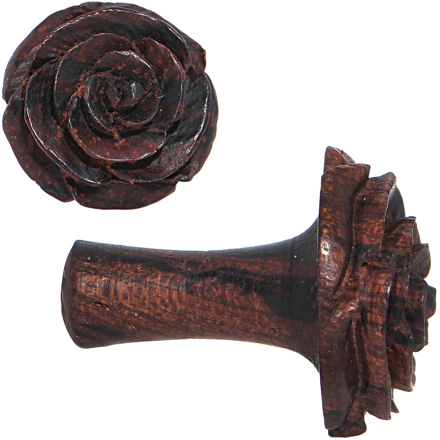 6G Organic Rengas Wood Cherry Rosebud Hand Carved Plug Set