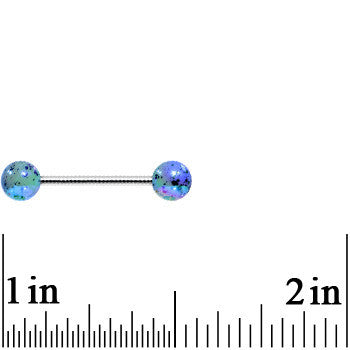 14G Blue Speckled Cosmos Barbell Tongue Ring 5/8