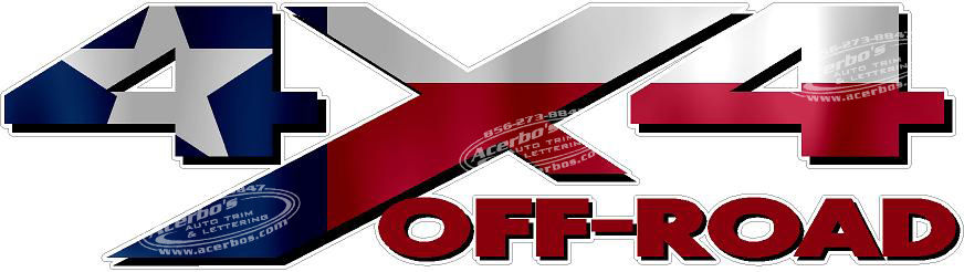 4x4 Off Road "Texas Flag" Decal Stickers (x2)