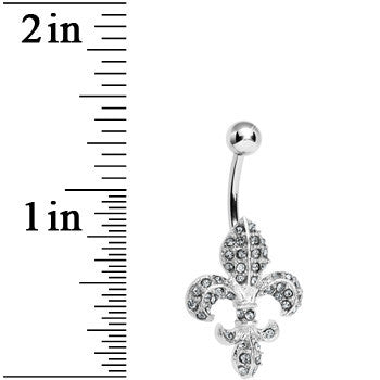 Crystalline Gem Paved Fabulous Fleur De Lis Belly Ring
