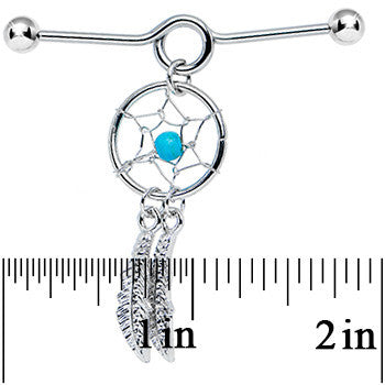 14G Faux Turquoise Southwest Dreamcatcher Dangle Project Bar 38mm