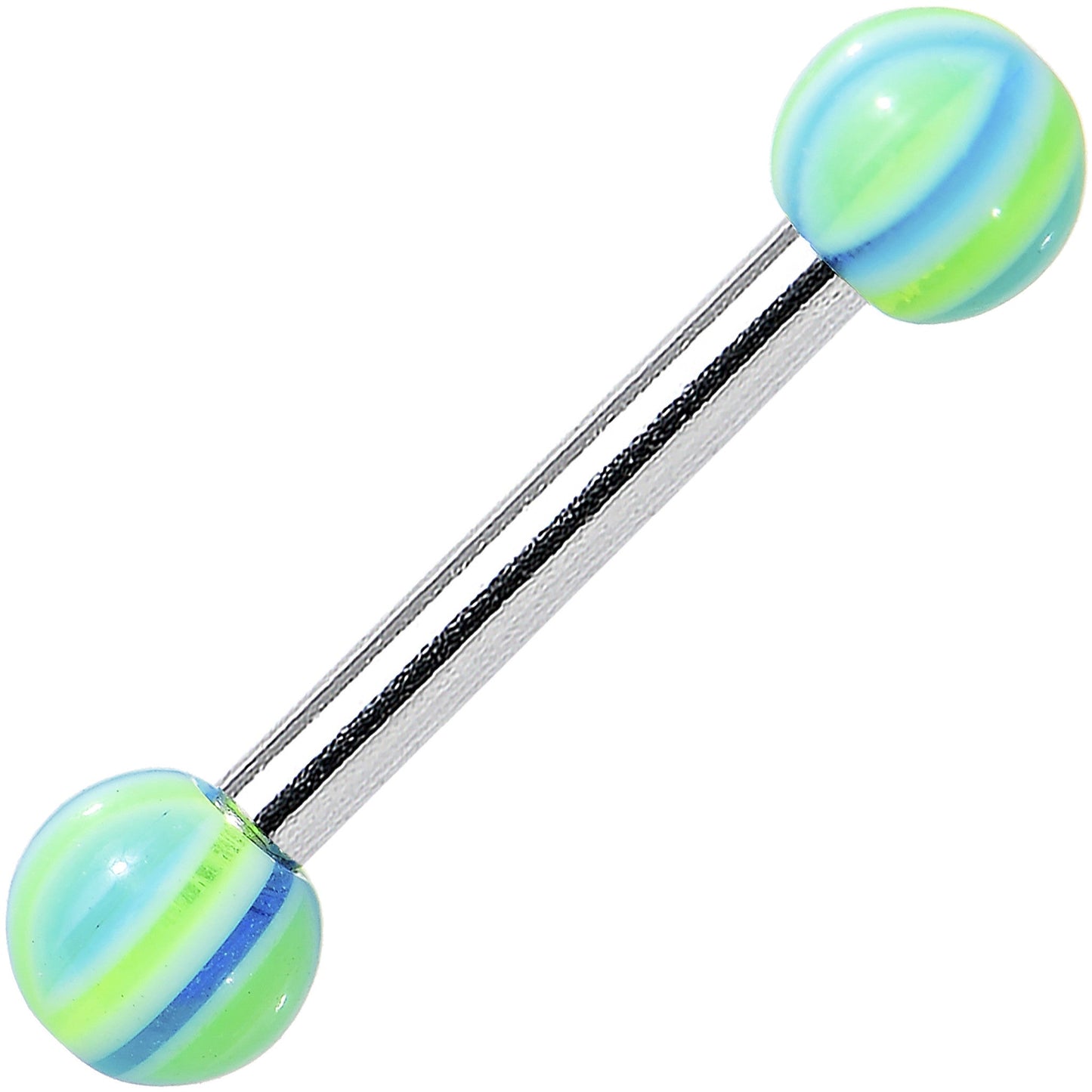16G Green Aqua Acrylic Ocean Waves Barbell Eyebrow Ring 5/16
