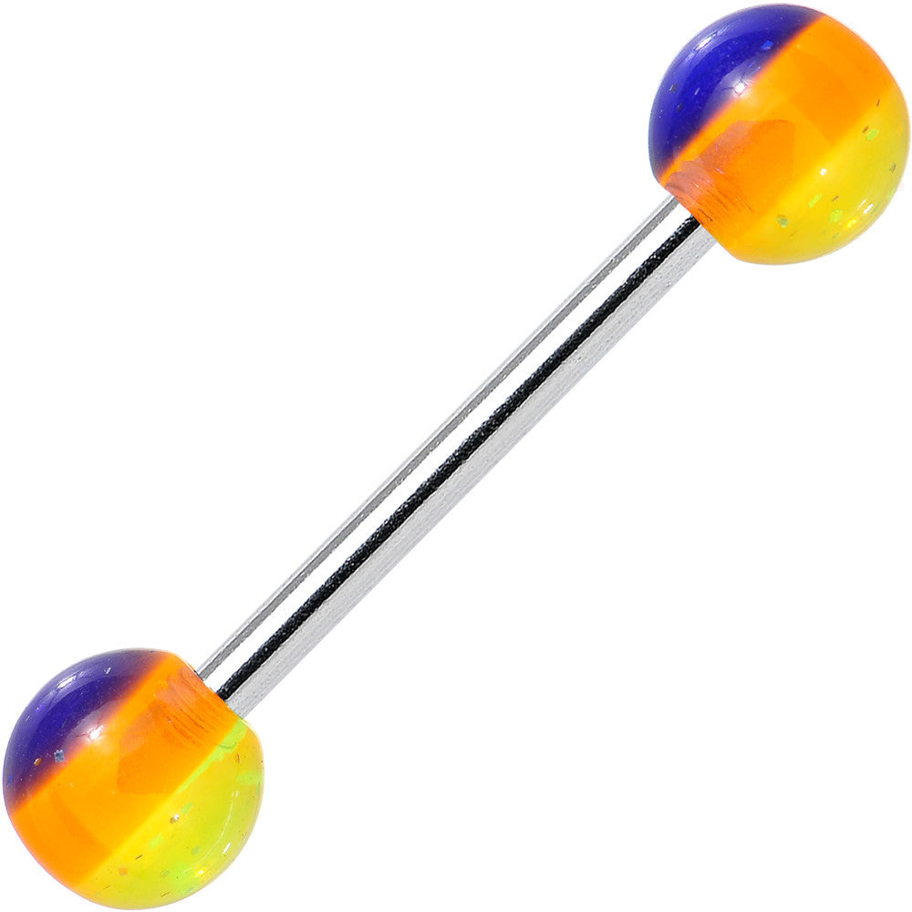 14G Blue Orange Yellow Acrylic Glitter Barbell Tongue Ring 5/8
