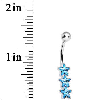 Aqua Gem Dazzling Triple Star Belly Ring