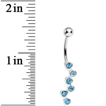 Aqua Gem Shower of Hearts Belly Ring
