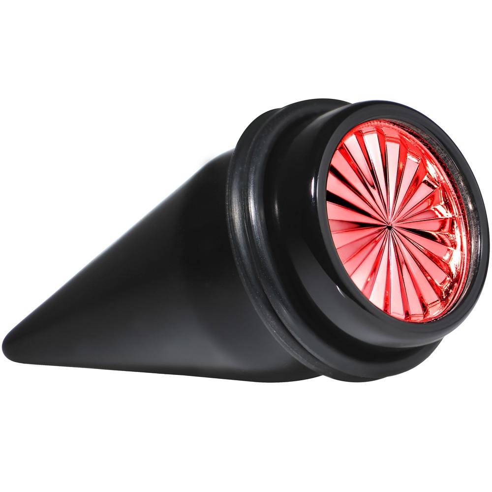 Black Acrylic Red Flashy Tire Rim Taper 2G to 20mm