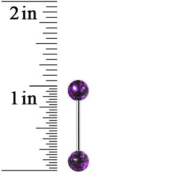 316L Steel Purple Black Enamel Metallic Splash Barbell Tongue Ring