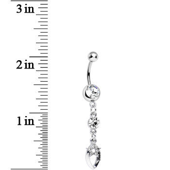 Clear Crystal Almond Frame Star of Love Dangle Belly Ring