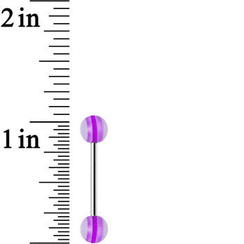 14G Acrylic Hot Pink Romance Stripe Straight Barbell Tongue Ring