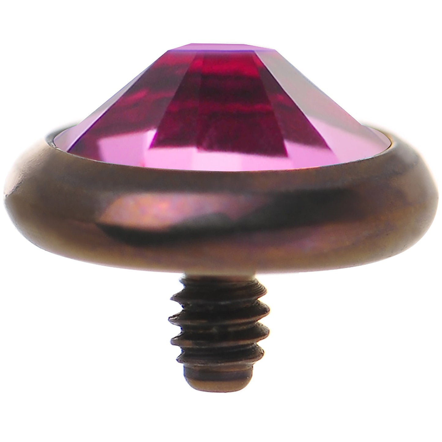 14G 5mm Pink Gem Bronze Anodized Titanium Dermal Top