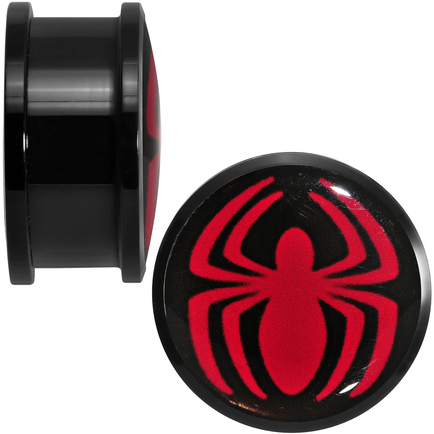 7/8 Licensed Red Spider-Man Logo Acrylic Screw Fit Plugs Set