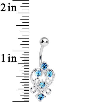Aqua Gem Lovely in Lace Heart Belly Ring