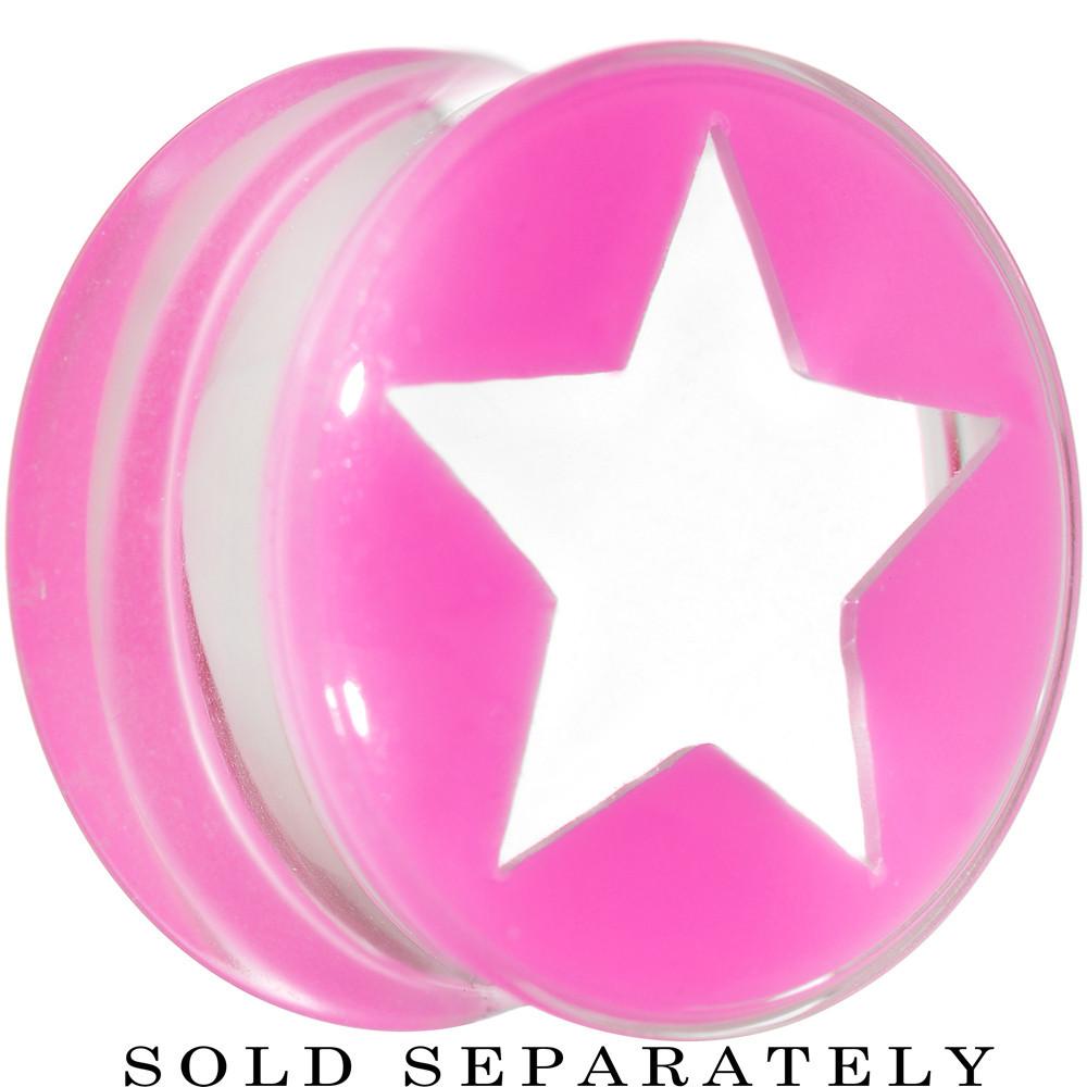 Clear Pink Acrylic Wish on a Star Saddle Plug 2G to 20mm