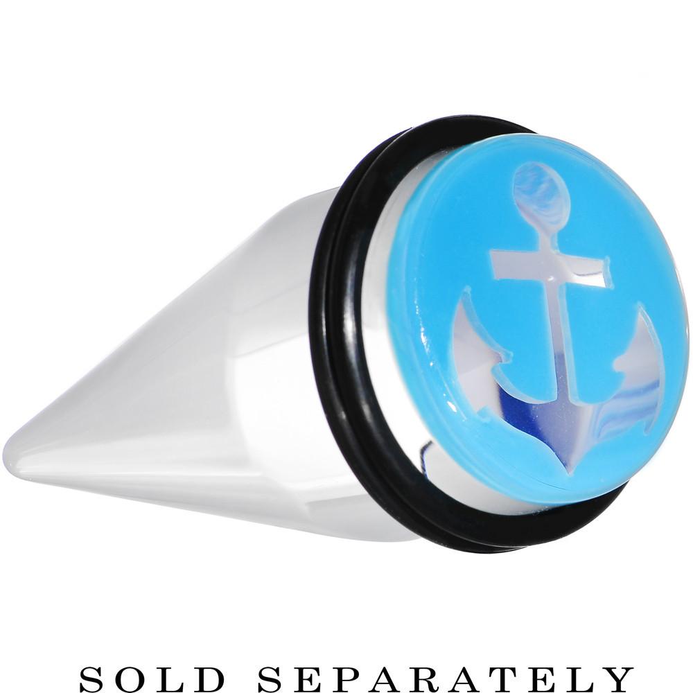 Clear Light Blue Acrylic Set Sail Nautical Anchor Taper 0G to 20mm
