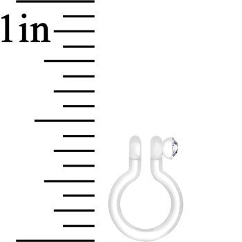 Clear Gem Clear Bioplast Clip On Non-Pierced Fake Nose Ring Hoop