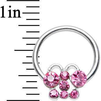 14G 7/16 Pink Gem Brilliant Butterfly BCR Captive Ring
