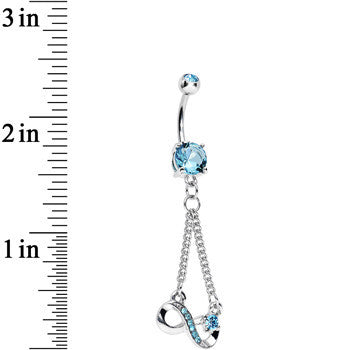 Aqua Cubic Zirconia Dazzling Infinity Symbol Dangle Belly Ring