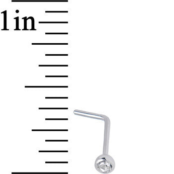 22G Clear Gem Stainless Steel L-Shaped Nose Ring 1/4