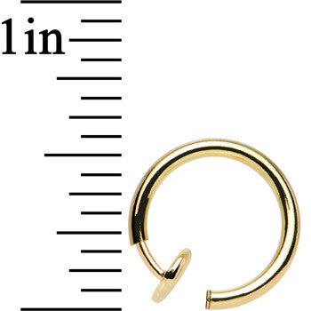 3/8 Gold Titanium IP Spring Loaded Fake Nose Ring Body Jewelry Hoop