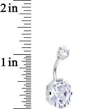 925 Sterling Silver Clear CZ Brilliant Octagon Belly Ring