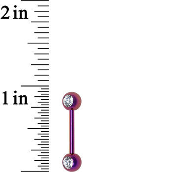 Front Gem Purple Anodized Titanium Nipple Barbell Set