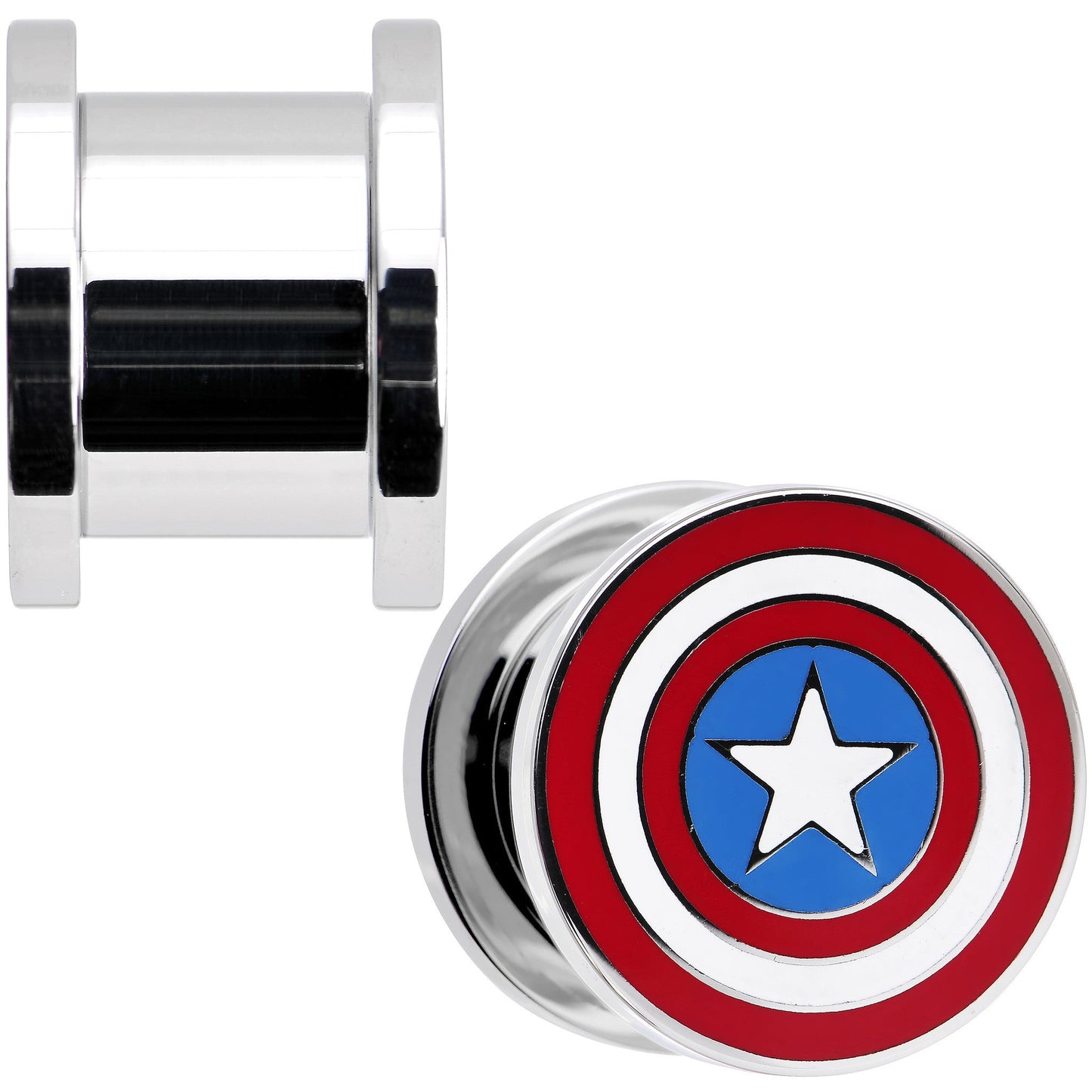 1/2 Stainless Steel Licensed Captain America Screw Fit Plug Set