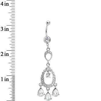 Clear Cubic Zirconia Infinity Hoop Chandelier Belly Ring