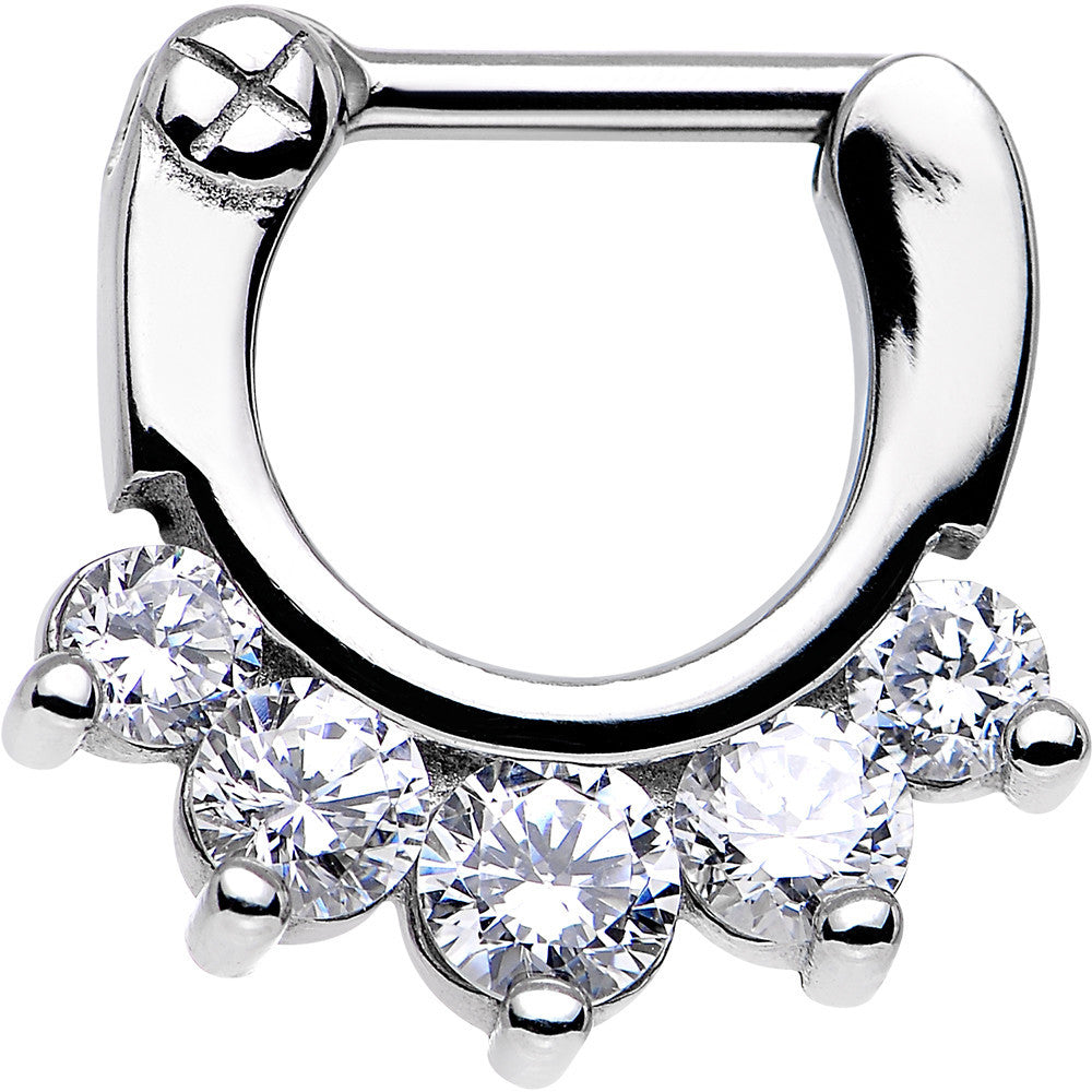 16G 1/4 Stainless Steel 5 CZ Septum Clicker