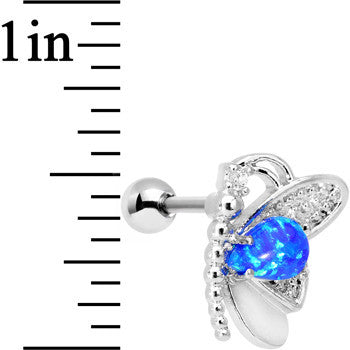 Stainless Steel Blue Faux Opal Butterfly Right Cartilage Earring