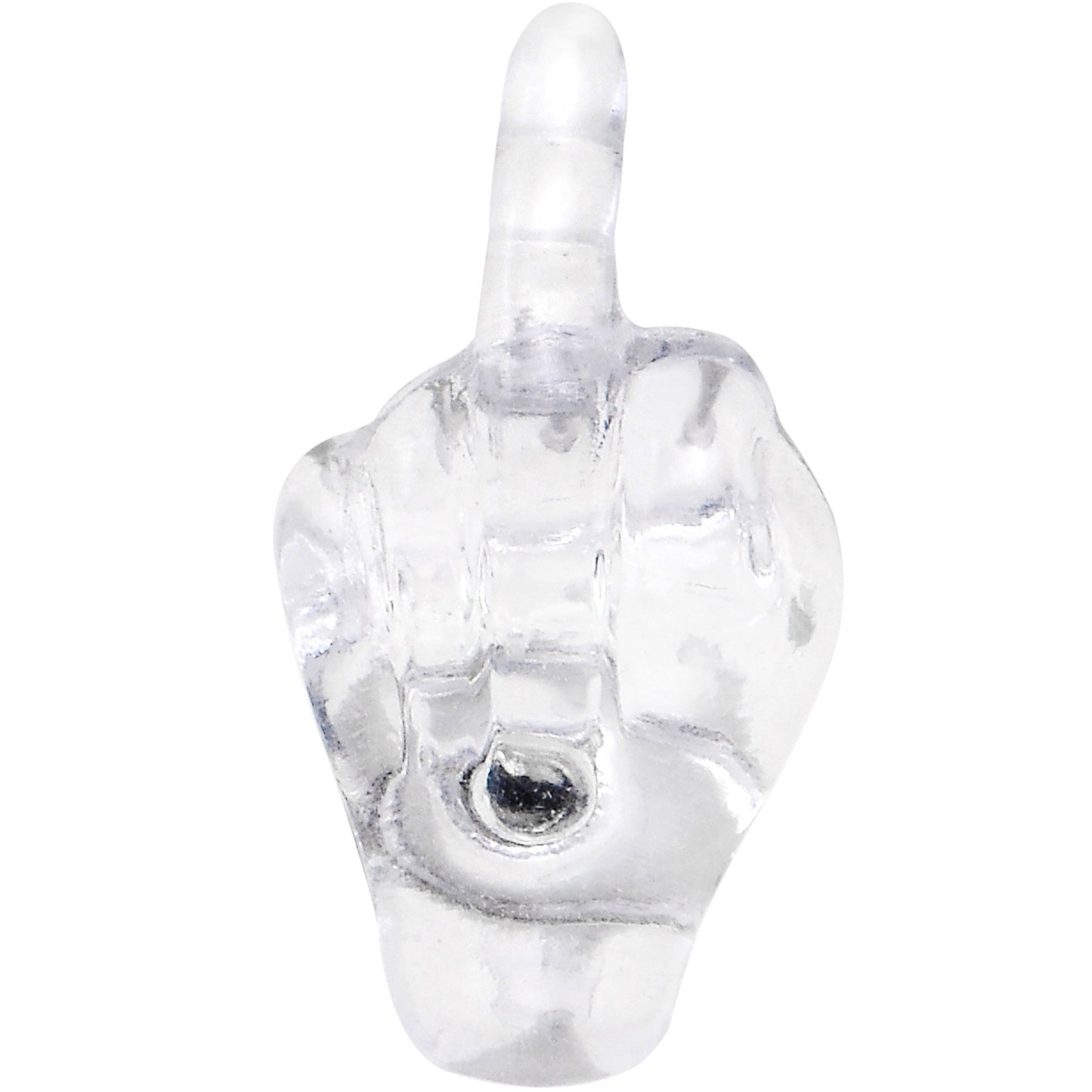 14G 5/8 Clear Acrylic Flip the Middle Finger Barbell Tongue Ring