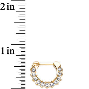 16G Gold Plated Golden Royal Parade Clear Gem Septum Clicker