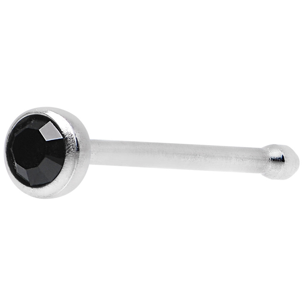 22G Press Fit Black Gem Stainless Steel Nose Bone