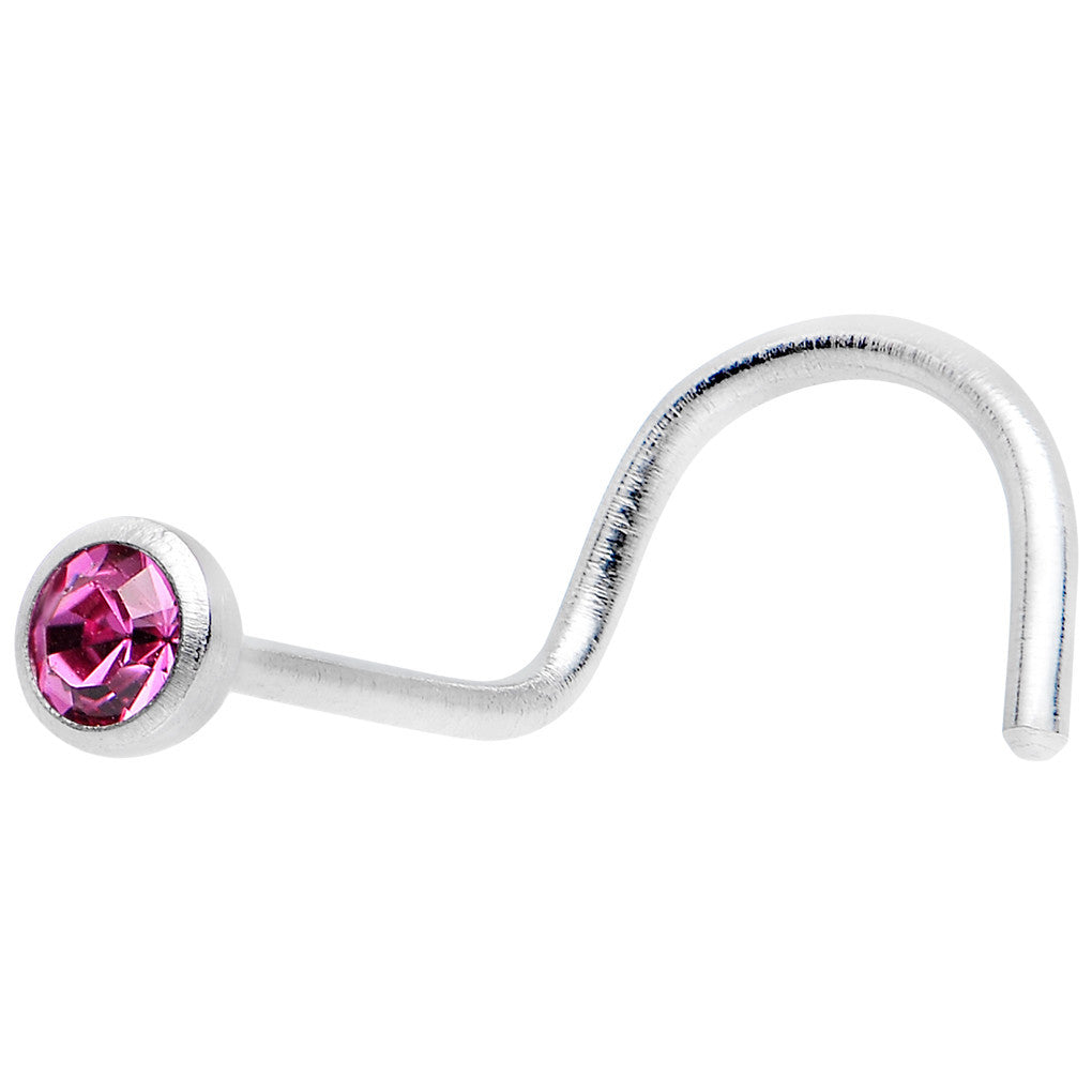 22G Press Fit Fuchsia Gem Stainless Steel Nose Ring