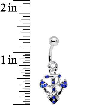 Blue Gem Caravelle Anchor Belly Ring