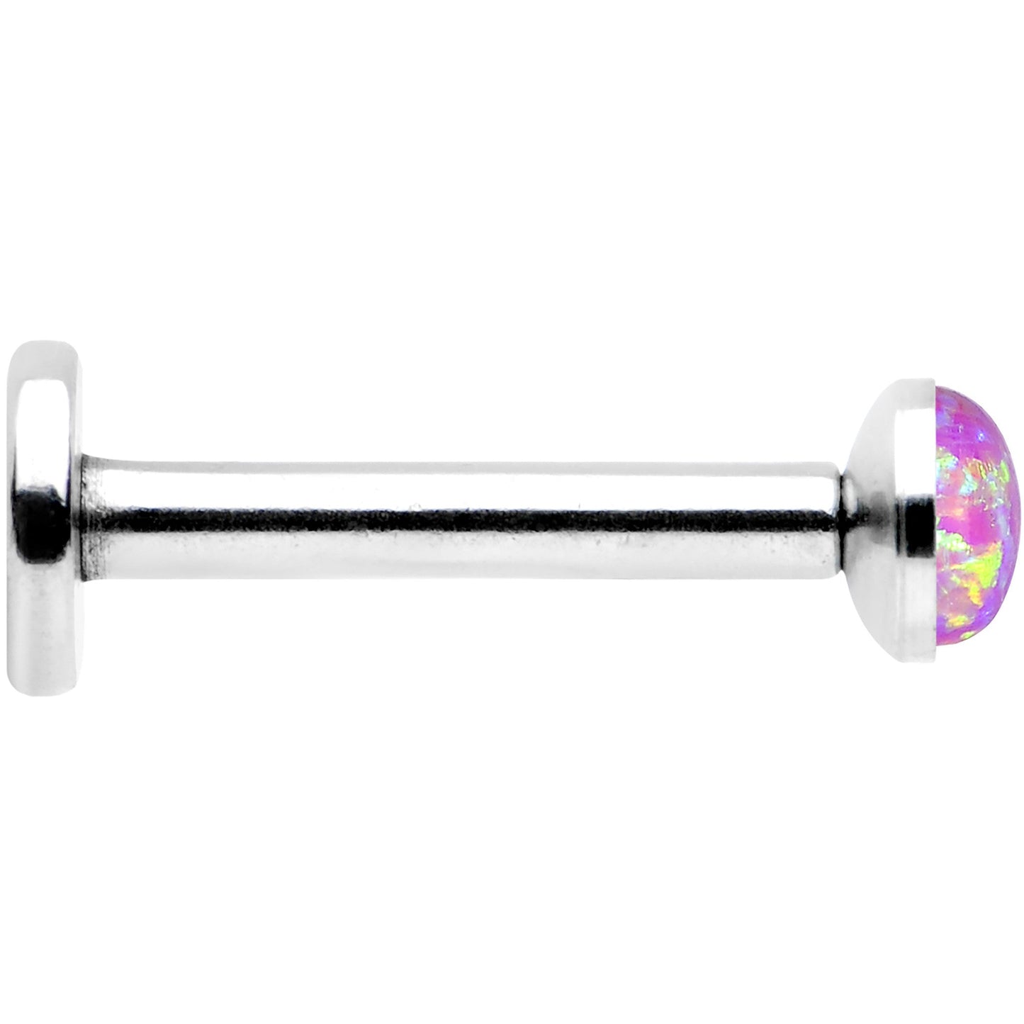 16G 5/16 Steel 3mm Synthetic Pink Opal Internal Thread Labret