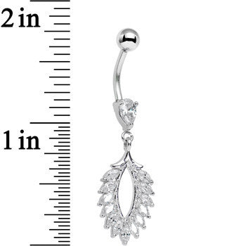 Clear CZ Gem Light as a Feather Dangle Belly Ring