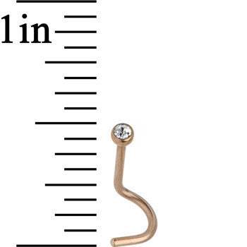 20G 2mm Clear Gem Rose Gold Titanium IP Steel Nose Screw