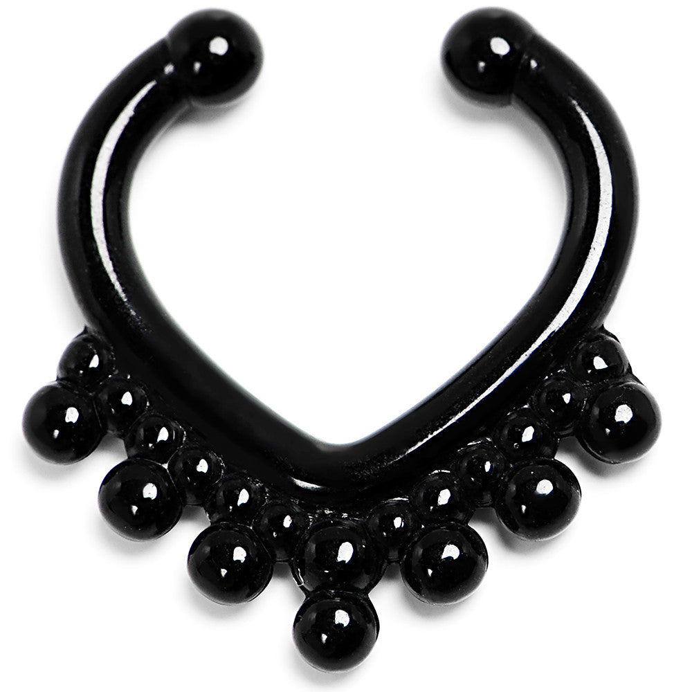 Black Acrylic Eastern Inspiration Clip On Fake Septum Ring